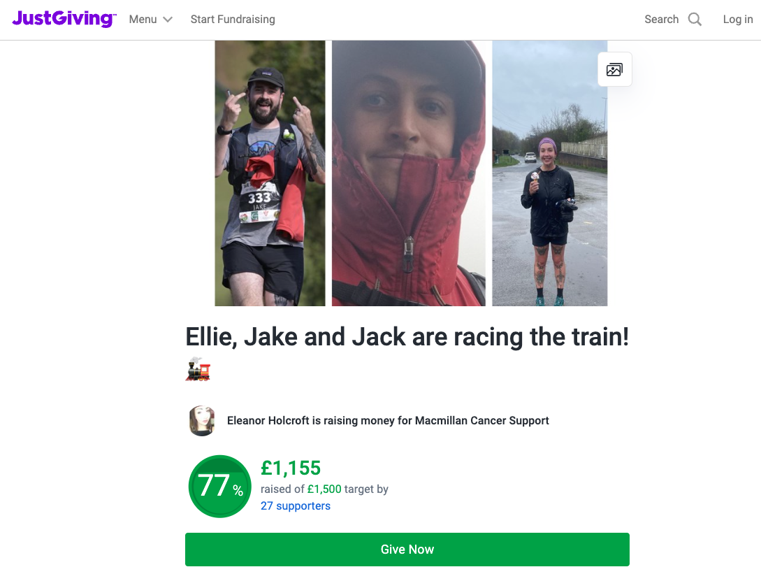 El and Jake's Race the Train fundraising appeal for Macmillan Cancer Support