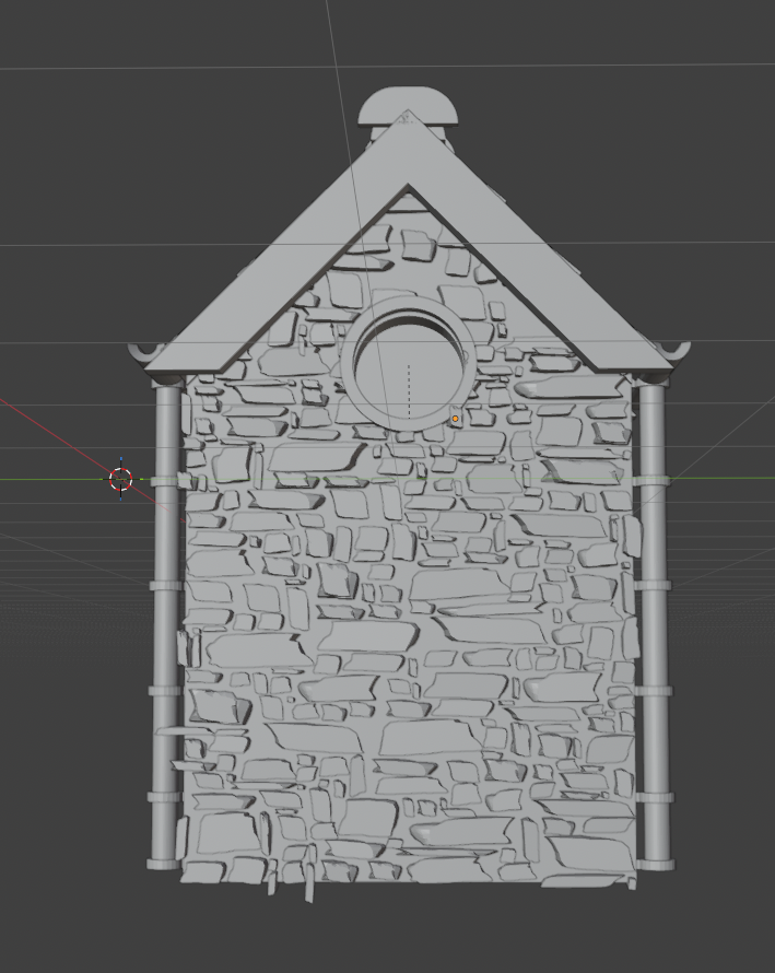 Generated stone wall with larger stones concentrated near its base