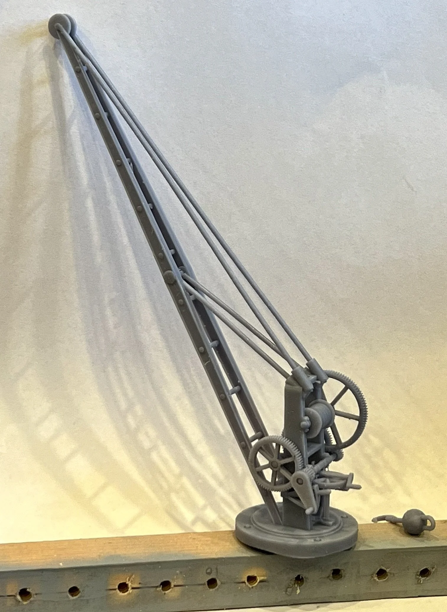 Detailed 7mm scale model of the hand crane outside Oxford's Head of the River